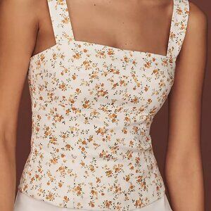 Reformation Darci Linen Top Adagio Floral Print Linen Tank Size 4